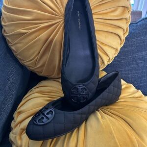 Tory Burch Black Quilted Ballet Flats Size 8